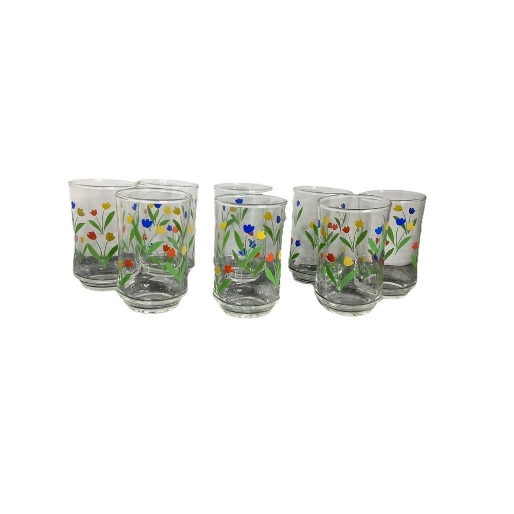 Libby Jubilee Tulips Vintage 1960's Juice Glasses Discontinued Replacements‎ 8